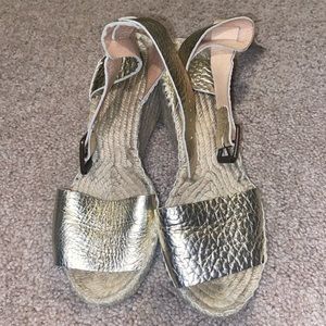 J Crew Gold Wedges